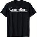 Night Shift Nurse Humor T-Shirt - 100% Cotton Soft & Breathable Crew Neck Tee for Men, 180GSM Fabric Weight, Stethoscope Graphic & "Night Shift We Keep The Dream Alive" Slogan, Casual Work & Casual Attire, Sizes S-XXXL