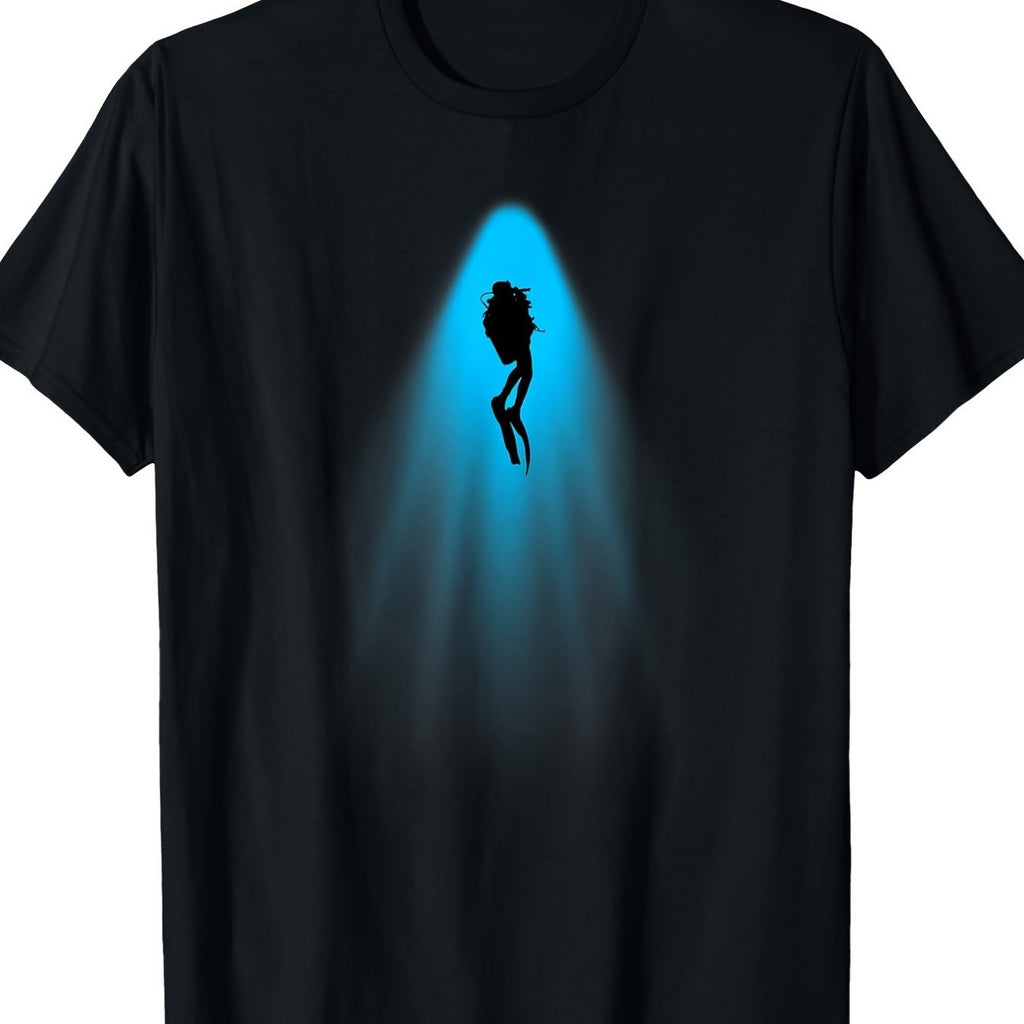 Men's 100% Cotton Diving T-Shirt with Glowing Diver Print - Breathable Short Sleeve Round Neck Tee, Regular Fit for, Gym & Outdoor Activities - All-Season Casual Wear for Divers - Comfortable Fit Shirts