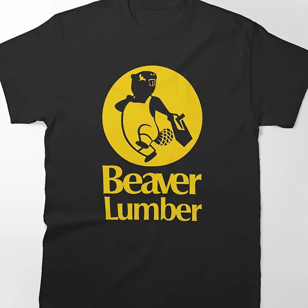 Heavy-Duty Logging T-Shirt with Beaver Chainsaw Lumberjack Design - Loose Fit Short Sleeve Shirt for builders, contractors, DIY & Outdoor Logging - Ideal Gift for Loggers - Durable Machine-Washable Fabric