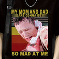 Graphic T-Shirt from The Scream Movie Made of - Features a Horror Print Stating 'My Mom And Dad Will Be Angry at Me' - Designed for Breathability And Moisture-Wicking, This Unisex Crew Neck Top Is Perfect for Casual Outings, Running