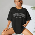 Women'S Casual Summer Outfit with a Round Neck, Featuring a Classic And Minimalist Design That Is Stylish And Versatile, Adorned with a Brooklyn 1837 Print.