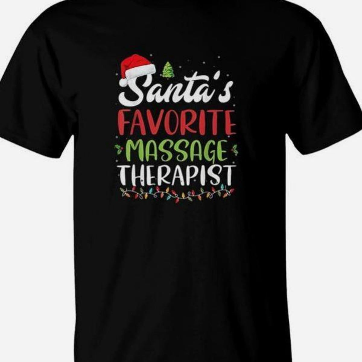 2025 New Style Pure T-shirt | Funny Santa'S Favorite Massage Therapist Christmas Gift T-Shirt, Crew Neck, All-season, Regular Fit for Men