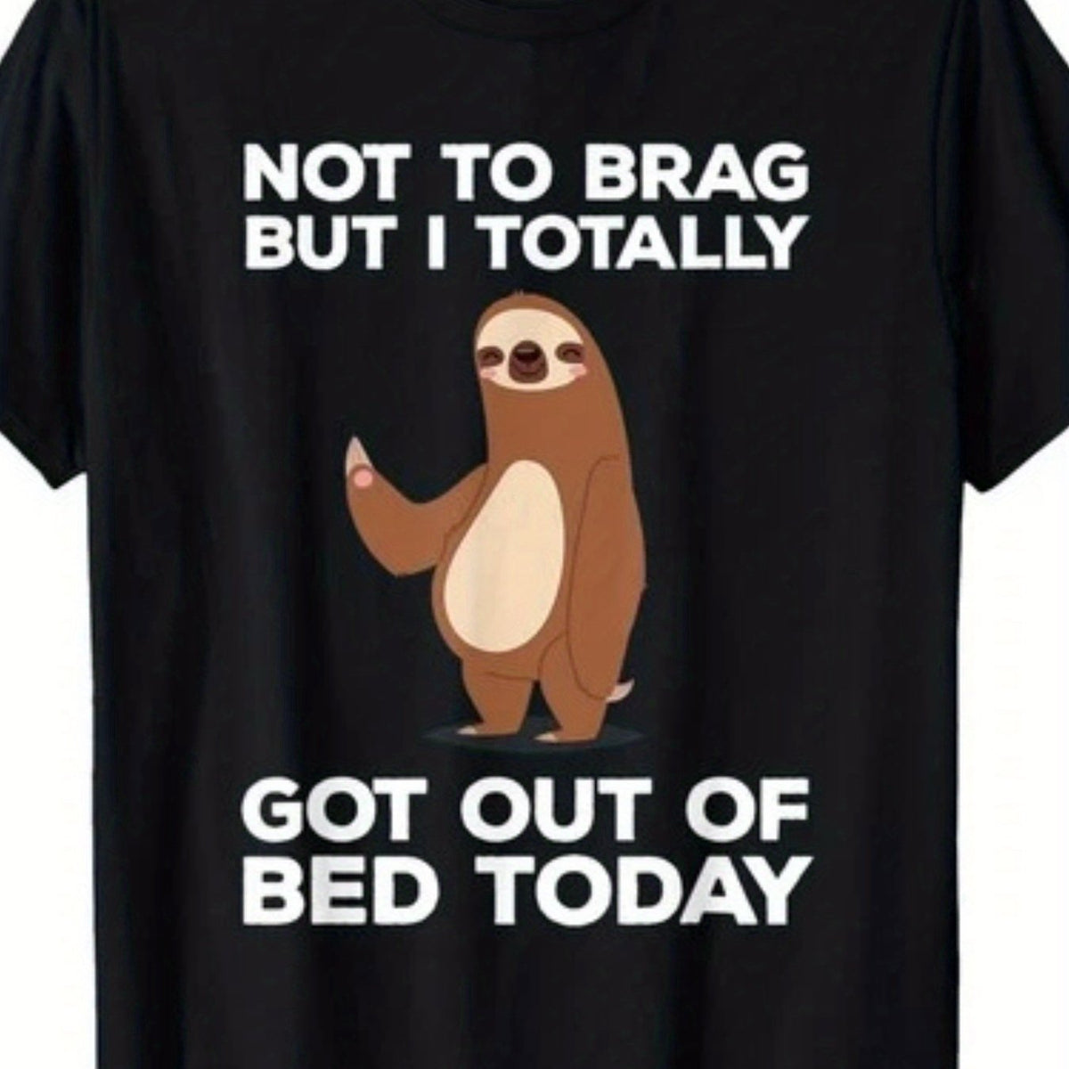 Men'S Funny Sloth "Not to Brag But I Totally Got Out of Bed Today" Graphic T-Shirt | Retro Casual Short Sleeve Round Neck Tee, Comfortable Casual Attire & Lounge Outfit, All-Season Relaxed Fit for Adults, Plus Size