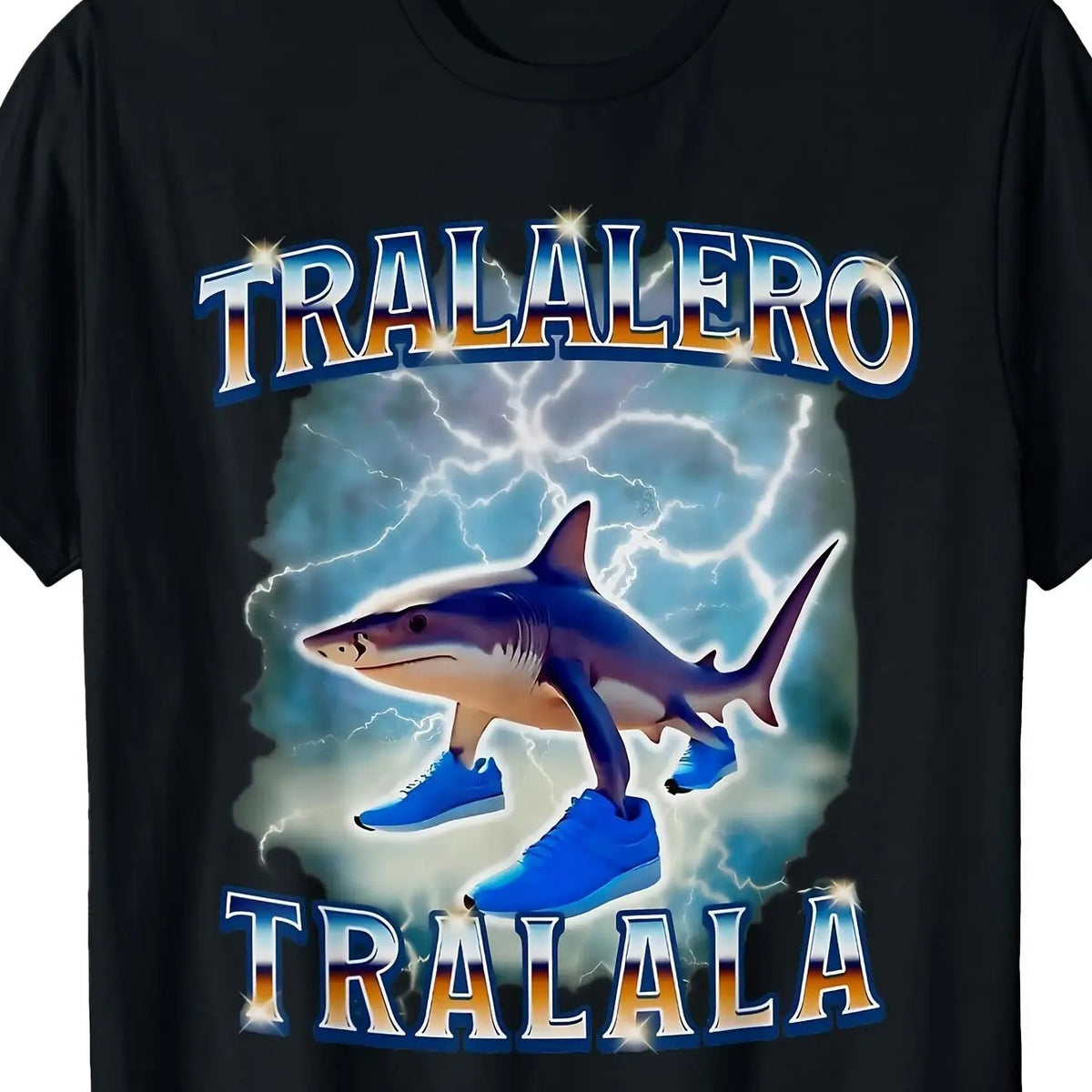 Men'S Tralalero Tralala Bootleg Brainrot Italian Meme T-Shirt - Funny Shark & Italian Text Graphic Tee, with & Orange Print, Casual Crew Neck Short Sleeve Shirt for Summer, Spring, Fall, Daily Wear & Themed Events - Comfortable All-Season Apparel fo