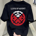 Men's Life of Agony Band Tee White T-Shirt with Red Floral crossed axes design - Cotton
