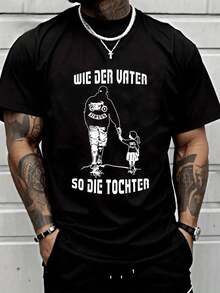 "Vater-Tochter Motto-Grafik-T-Shirt – Familien-Bond"Herren-T-Shirt aus Baumwolle mit stilvollem Muster und kurzen Ärmeln, geeignet für die tägliche Freizeit
