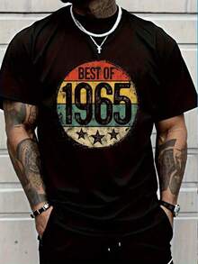 100% Baumwolle Bestes von 1965 60. Geburtstag Geschenke für Männer 60 Jahre alte T-Shirt Lässig Kurzarm Shirt Herren Grafik Tee