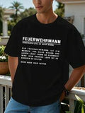 Herren Feuerwehr Grafikdruck Kurzarm-T-Shirt - Sportlicher, Lockerer Schnitt Mit Rundhalsausschnitt Und FEUERWEHRMANN Design Für Alle Jahreszeiten