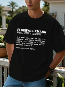 Herren Feuerwehr Grafikdruck Kurzarm-T-Shirt - Sportlicher, Lockerer Schnitt Mit Rundhalsausschnitt Und FEUERWEHRMANN Design Für Alle Jahreszeiten