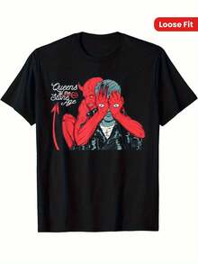 Herren Grafik-T-Shirt von Queens of the Stone Age - Schwarz, leichte Passform, Kurzarm, Rundhalsausschnitt, maschinenwaschbar, Komfort für alle Jahreszeiten