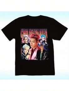 Choi Seung-hyun Vintage Graphic T-Shirt - Vibrant Pink & Black Print, Unisex Casual Summer Tee for Men and Women, Short Sleeve, Regular Fit, Cotton Streetwear Style, Vintage T Shirts