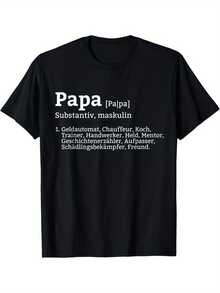 Herren 220G Lässig-Shirt- Lustiger Vatertag mit deutscher Ausspracheführung & mehrsprachigem Papa Design, Regular Fit Kurzarm Rundhals T-Shirt für Väter, Lässig Wear verspielter Muster bequeme Passform, Vatertags T-Shirt