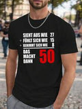 Herren lustiges 50. Geburtstags T-Shirt - Deutscher Geburtstagtext 50 Jahre alt - leicht, locker geschnitten - maschinenwaschbar schwarzes Shirt mit rotem & weißem Text - Große Größen Big & Tall - Geburtstagsparty Outfit,