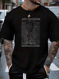 Men's Black Joy Division Unknown Pleasures Graphic T-Shirt - Short Sleeve Round Neck Casual Tee, Machine Washable Regular Fit for Casual Attire
