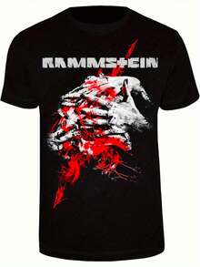 Rammstein T-Shirt Retro Gothic Hip Hop Tee 100% Cotton Round Neck Short-Sleeved Unisex Y2K Micro-Stretch Knitted Fabric Tops for Men Women, All Seasons, Regular Fit