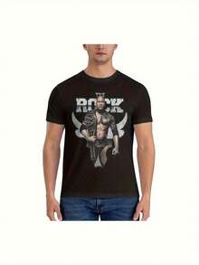 Herren T-Shirt von Dwayne The Rock Johnson - Schwarz Retro Muscle Print, 100% Baumwolle Lockere Passform Kurzarm Rundhals Shirt, 6XL Maschinenwaschbar Casual Oberteil für alle Jahreszeiten, Schweres Baumwollshirt, Kühner Druck Top, Reine Baumwolle