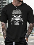 Herren-T-Shirt aus 100% Baumwolle - Grafik mit Schädel & Regenschirm und Peaky Fookin' Blinders Text - Lässiges Kurzarmshirt mit Rundhalsausschnitt für Freizeitkleidung - Maschinenwaschbar, Normale Passform, Vintage-Stil, Strapazierfähiger Stoff