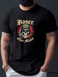 Herren Freizeit-T-Shirt mit Rundhalsausschnitt und Boser Alter Mann Grafik, Kurzarm Regular Fit Plus Size, Schwarzes Geometrisches Muster Sommerkleidung, Qualitätstuch, Alltags-Tshirt, Atmungsaktives Material, Grafikdruck Tee, Herrenmode