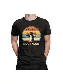 1 Stück lustiges NOOT NOOT Pinguin Grafik T-Shirt - Vintage Arcade Retro Lässig Shirt, weiches Baumwoll-Crewneck für Männer & Frauen, Loose Fit Gaming Geburtstagsoutfit (Schwarz), Ganzjahreskleidung, sportliches Design, maschinenwaschbar