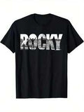 Rocky Schwarzes Klassisch Geschnittenes T-Shirt, Baumwolle Rundhals, Erwachsenen T-Shirt Mit Grafik