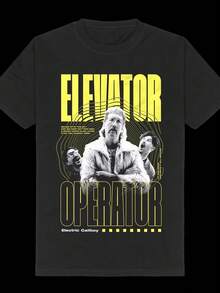 Elektrischer Callboy Elevator Operator Grafik-T-Shirt - Schwarzes Baumwoll-Crewneck, Kurzarm, Leicht & Atmungsaktiv für Männer & Frauen, Perfekt für Lässige Sommeroutfits, Lässige Sommerkleidung  Kühnes Grafik-T-Shirt  Bequeme Passform