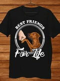 Rhodesian Ridgeback T-Shirt - Best Friends for Life Grafikdruck, Baumwolle, lässiges Rundhals-Shortsleeve-T-Shirt für Familie & Freunde, ideales Geschenk für Hundefreunde, Hunde-T-Shirt