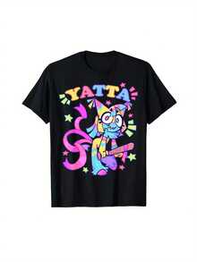 Yatta Name Geburtstag T-Shirt - Grafik-Tee aus weichem 220g Baumwollstoff für Erwachsene - Party-Outfit, lässige Kleidung - Größen S-XXXL - ideales Geschenk für Männer & Frauen, Sommerkleidung, lebendiger Cartoon-Katzenprint, bequemer Schnitt