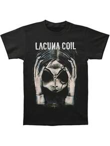 Men's Heavyweight Cotton Vintage Rock Band T-Shirt - Lacuna Coil Graphic Tee, Crewneck Casual Shirt For Concerts, Casual Attire & Gifts (Sizes S-3XL) - Rock Music Fan Apparel, Live Event Clothing, Comfortable Fit
