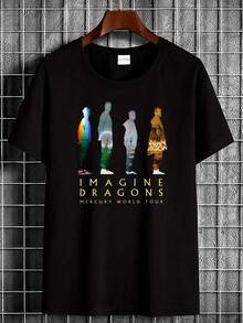 Imagine Dragons Imagine Dragons Grafik T-Shirt - Unisex, dehnbar & atmungsaktiv aus Baumwolle, lässiger Streetwear-Stil, weicher, angenehmer Stoff, Kurzarm, Rundhalsausschnitt, ganzjährig tragbar, Lässig Wear T-Shirt mit lebendiger Grafik