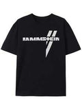 Herren Polyester Rundhals T-Shirt mit Rammstein-Muster - Lässiges Slim Fit Strick-Oberteil, mittlere Elastizität, Sommer Kurzarm-Pullover geeignet für unterwegs
