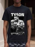 Herren Schwarz Baumwolle T-Shirt mit Mike Tyson Boxgrafik-Druck, Retro Loose Fit Kurzarm, 100% atmungsaktive Baumwolle, maschinenwaschbar, Ganzjahres Casual- und Sportbekleidung für Fitness und Freizeit