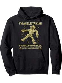 Fun Electrician Skull Lightning Bolt Hoodie