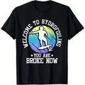 Efoil Board Hydrofoil T-Shirt - "Welcome to Hydrofoiling" Graphic, 180g, Black with Colorful Wave Design, All-Season Comfort, Casual Crew Neck Tee for Men & Women, Casual Wear|Playful Graphic Tee|Comfortable Fit