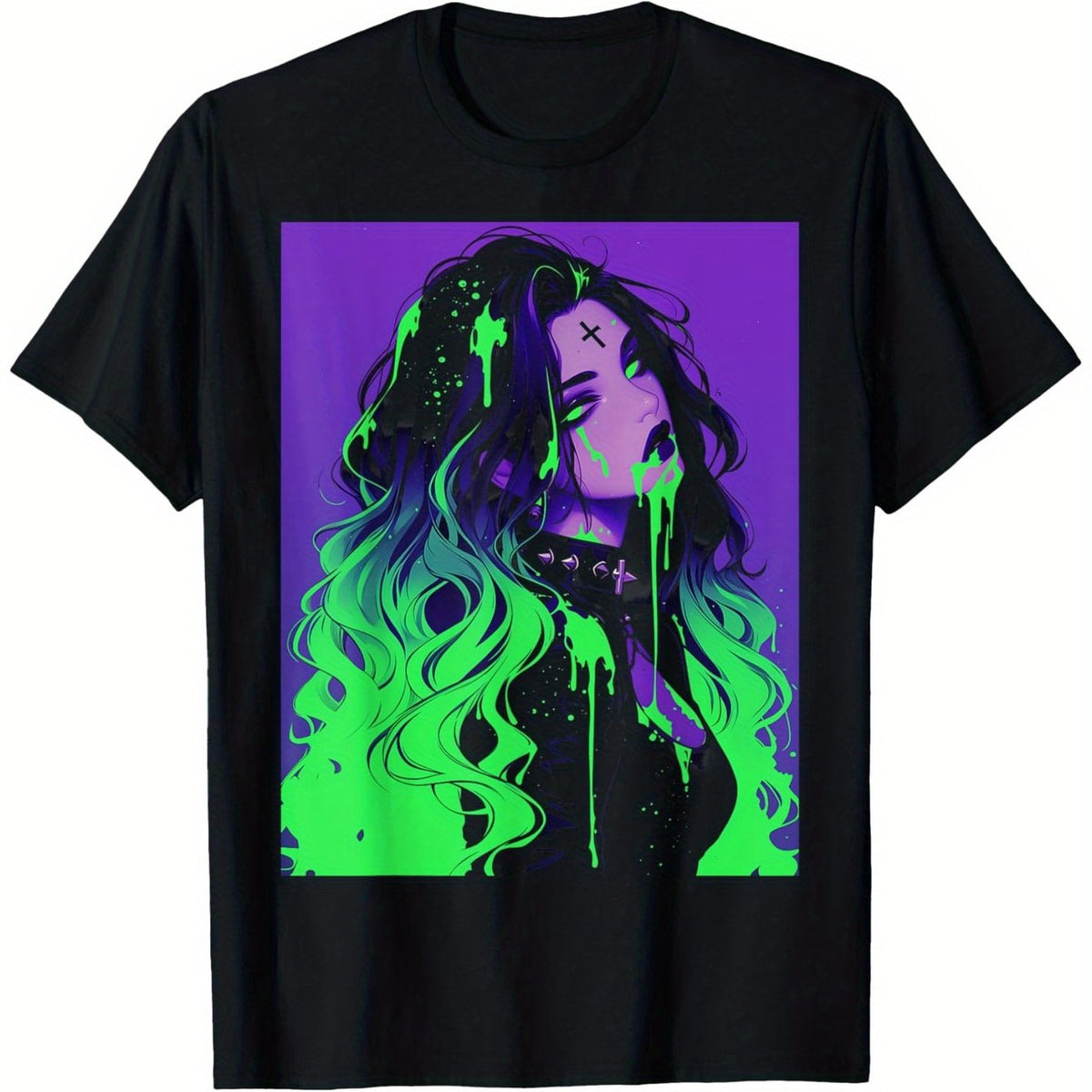 Men's & Women's Cybergoth Anime Manga T-Shirt - 100% Cotton 180GSM Goth Grunge Punk Style with Cybercore Graphics - S-XXXL Sizes - Black Casual Wear for Concerts, Festivals, Everyday - Perfect Goth Subculture Gift
