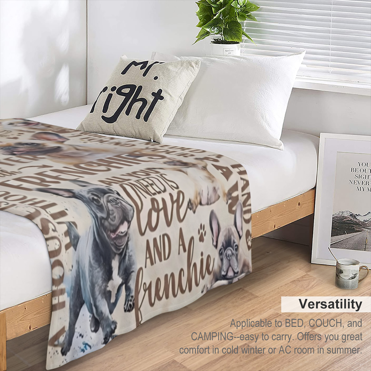 Cozy French Bulldog Throw Blanket - Life is Better with Frenchies Design Soft Warm Polyester Blend Machine Washable Ideal for Dog Lovers All- Season Comfort Home DecorPlayful Dog DesignMachine Washabl