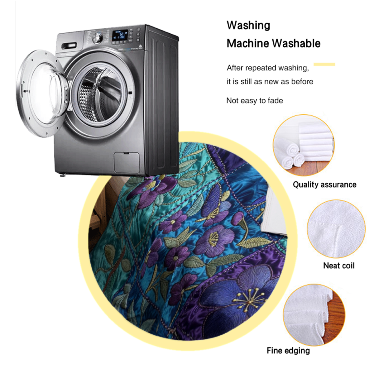 1pc Soft Warm Lightweight Flannel Patchwork Blanket - Purple Floral & Checkered Bedspread Suitable for Sofa Bed Travel Camping Throw, All-Season Bed Cover, Contemporary Bedding Accessory for,, Cozy Be