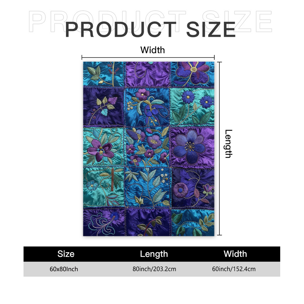 1pc Soft Warm Lightweight Flannel Patchwork Blanket - Purple Floral & Checkered Bedspread Suitable for Sofa Bed Travel Camping Throw, All-Season Bed Cover, Contemporary Bedding Accessory for,, Cozy Be