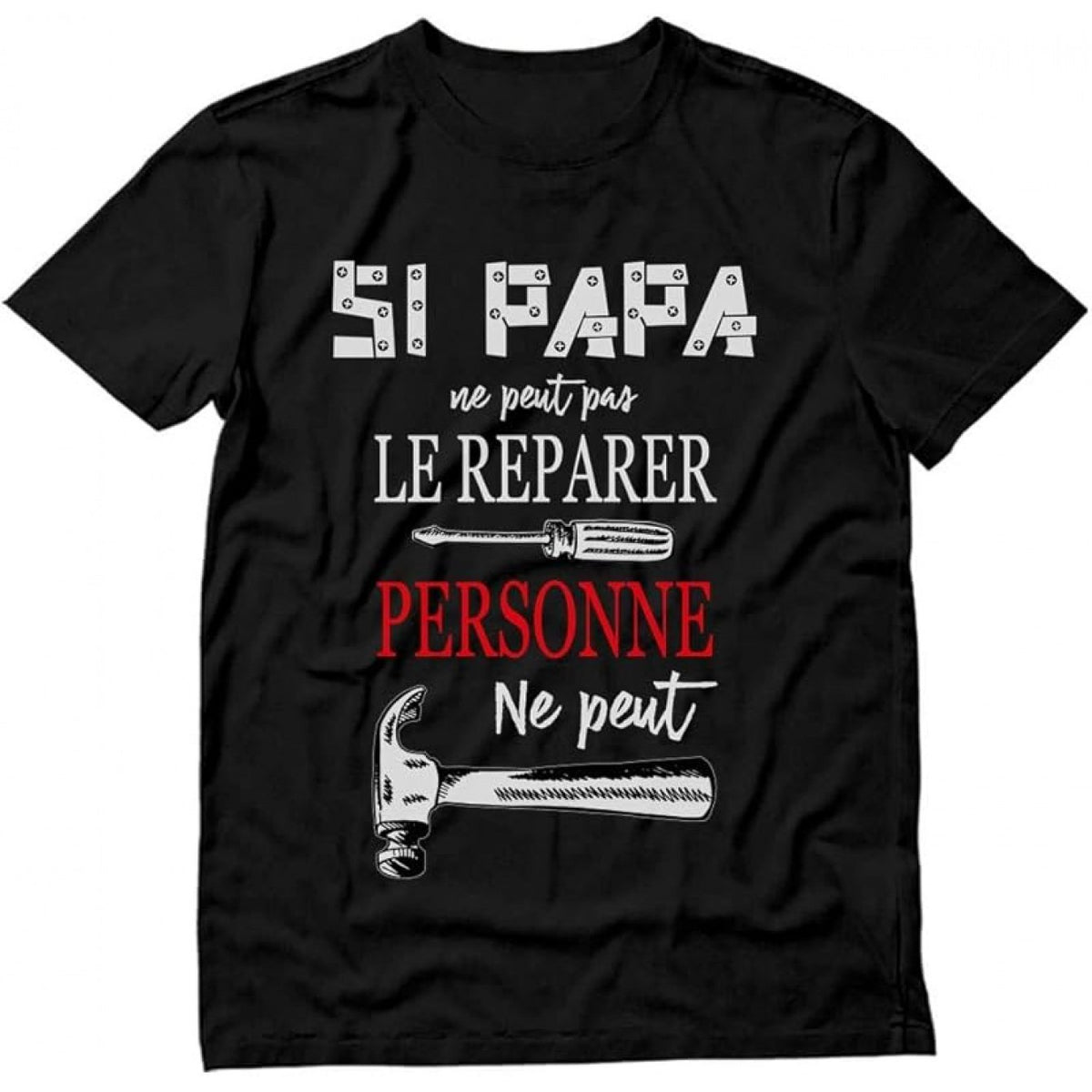 1 T-shirt Tstars Homme Amusant Bricoleur Papa Citation Française "Si Papa Peut Réparer Tout" avec