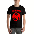 Men'S Heavyweight 220gsm Tech N9ne Hip-Hop T-Shirt | Black Graphic Tee with Red Logo, Machine Washable Casual Crewneck Top, All-Season Wear, Regular Fit, Perfect for Men.
