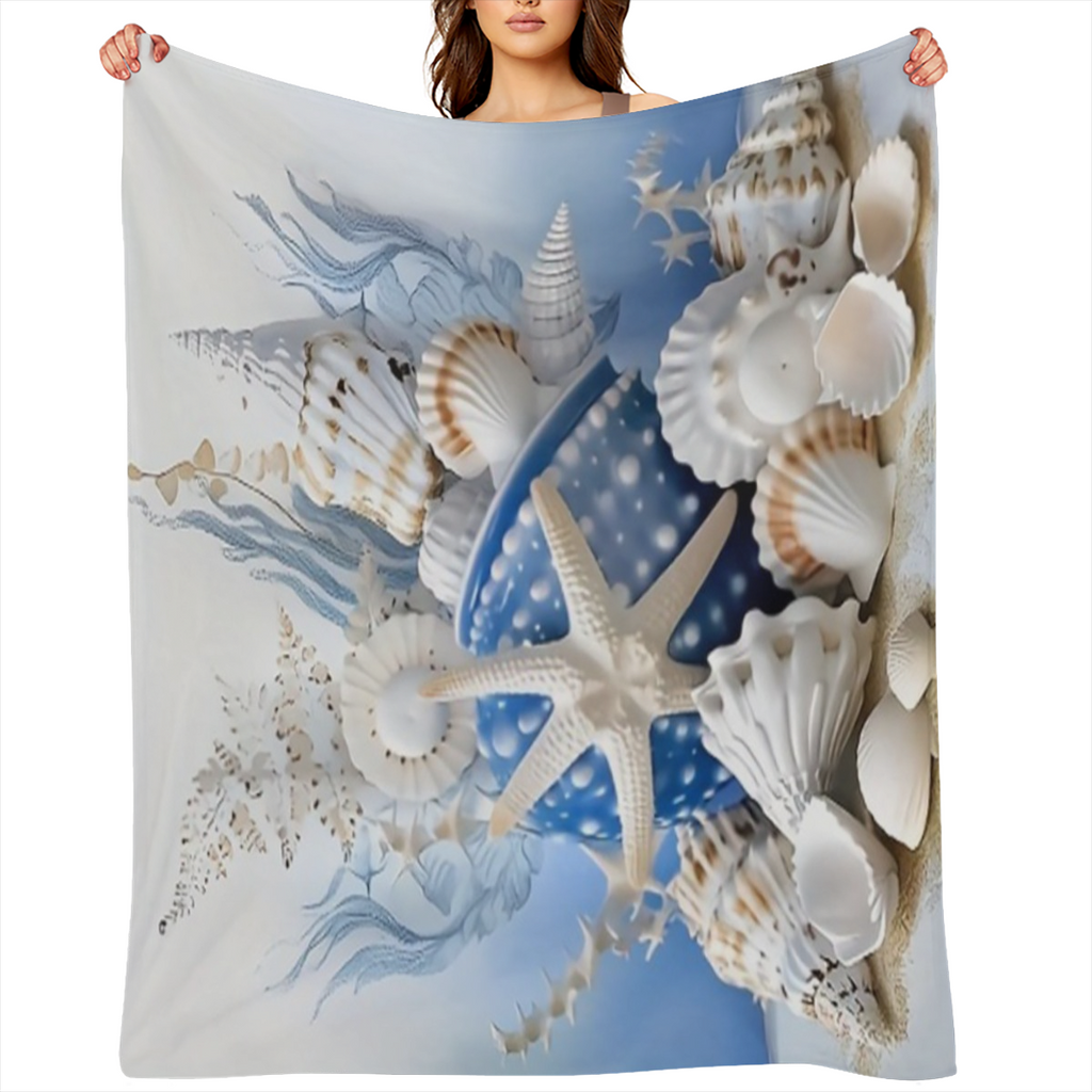 Manta de franela con tema de oc¨¦ano azul acogedor - Suave, c¨¢lida y vers¨¢til para sof¨¢, cama, oficina y viajes - Regalo perfecto para todas las estaciones - Dise?o vibrante de vida marina con est