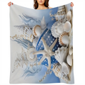 Manta de franela con tema de oc¨¦ano azul acogedor - Suave, c¨¢lida y vers¨¢til para sof¨¢, cama, oficina y viajes - Regalo perfecto para todas las estaciones - Dise?o vibrante de vida marina con est