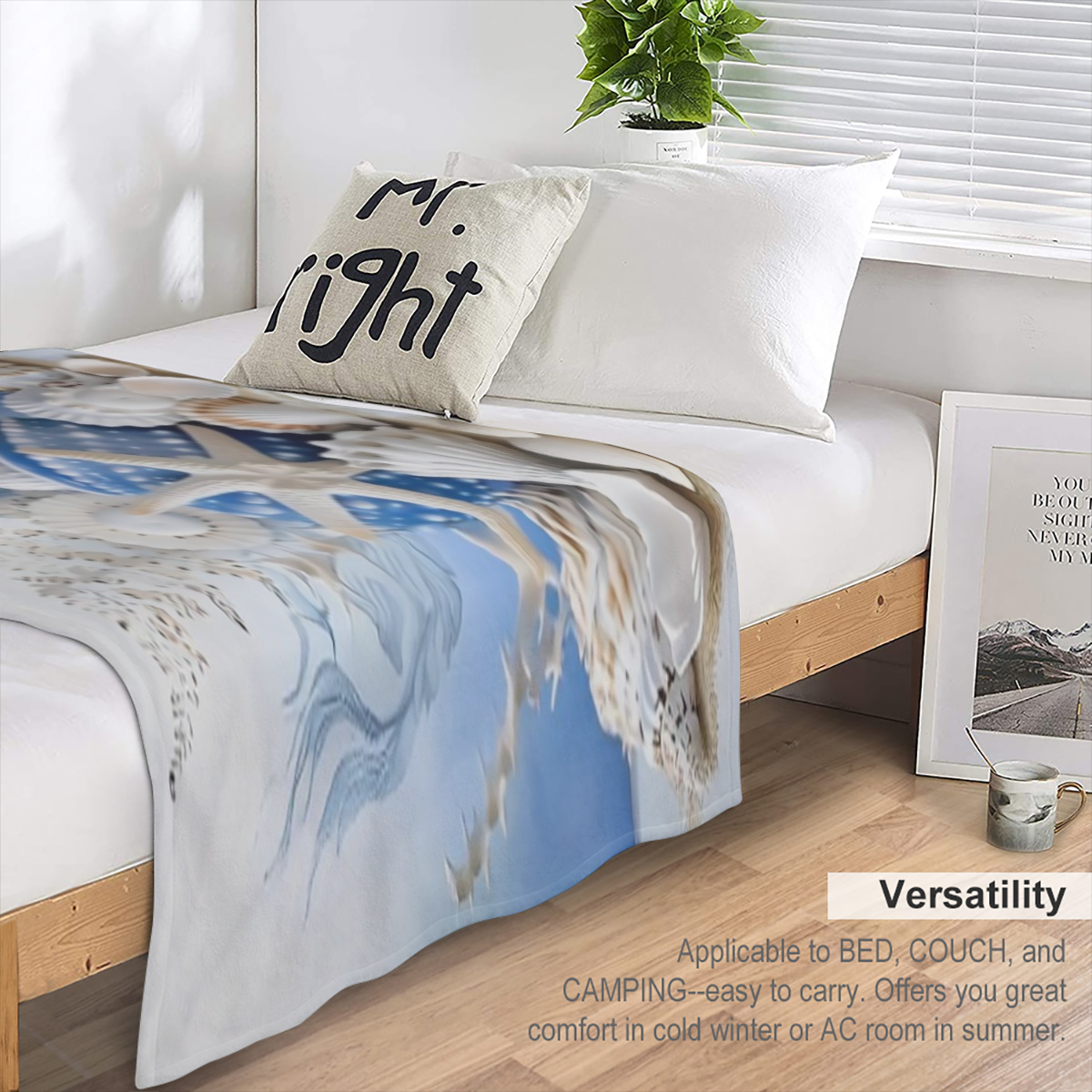Manta de franela con tema de oc¨¦ano azul acogedor - Suave, c¨¢lida y vers¨¢til para sof¨¢, cama, oficina y viajes - Regalo perfecto para todas las estaciones - Dise?o vibrante de vida marina con est