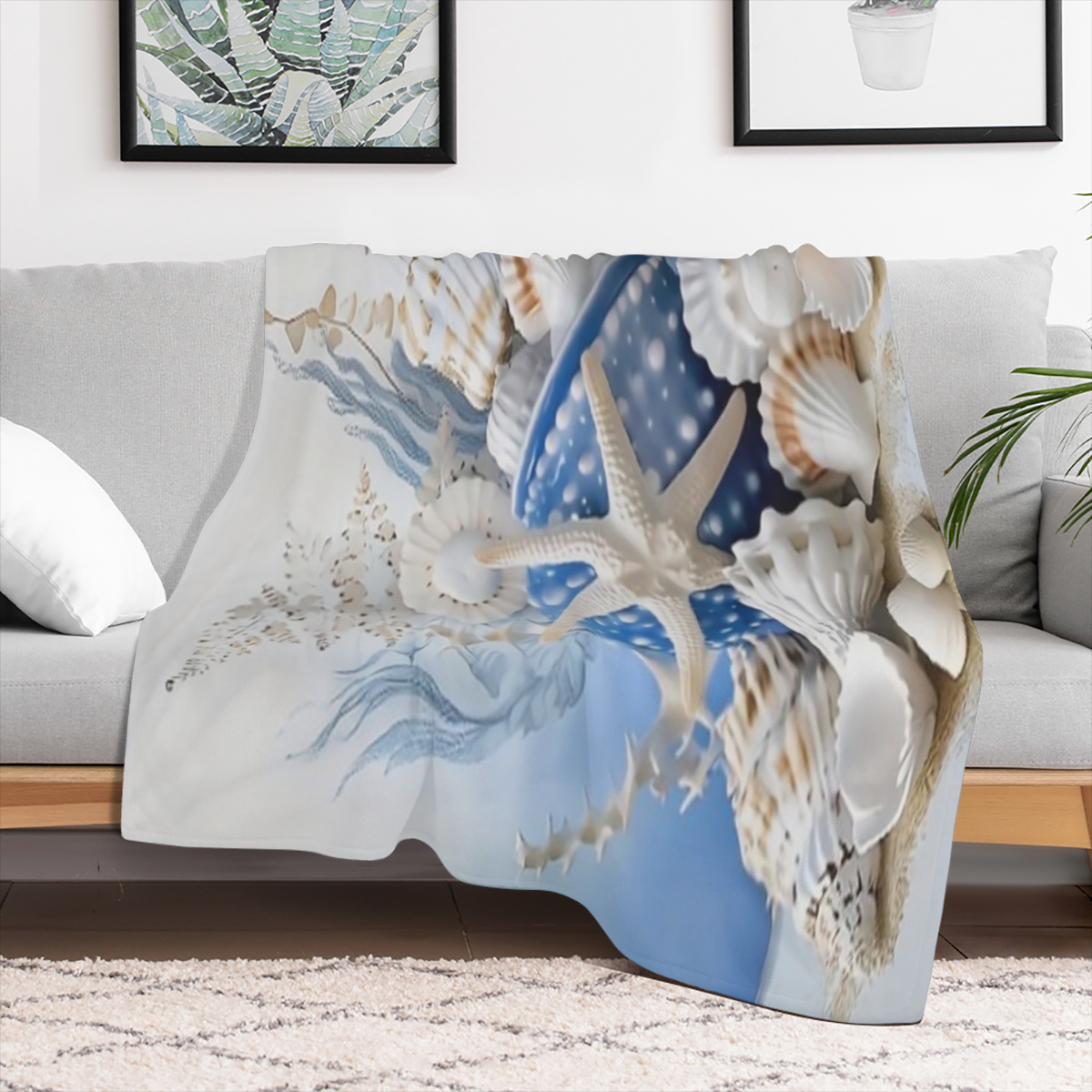 Manta de franela con tema de oc¨¦ano azul acogedor - Suave, c¨¢lida y vers¨¢til para sof¨¢, cama, oficina y viajes - Regalo perfecto para todas las estaciones - Dise?o vibrante de vida marina con est
