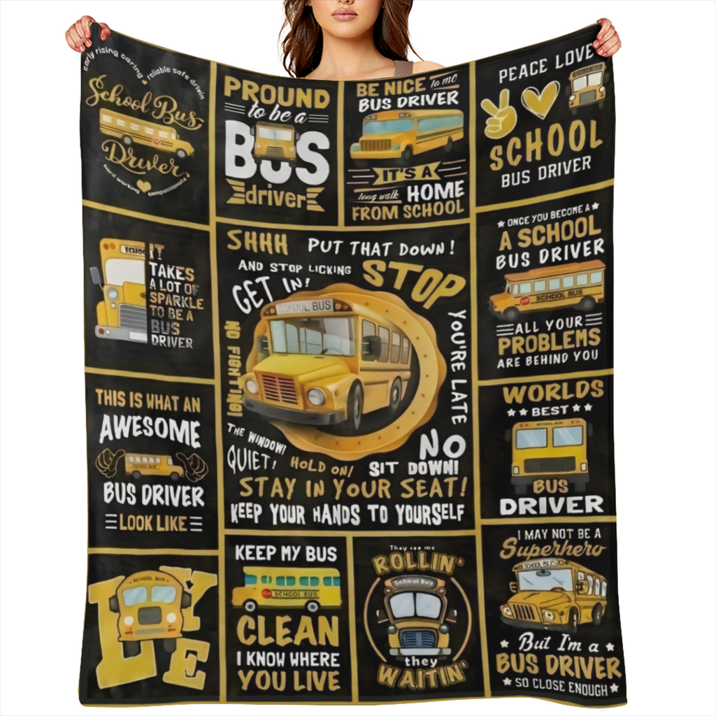 1pc Bus Driver Gifts Flannel Blanket, Bus Driver Appreciation Gifts, School Bus Driver Gifts For Men Women, Birthday Gifts For Bus Driver, Thank You For School Bus Driver Back To School Gifts Throw Bl