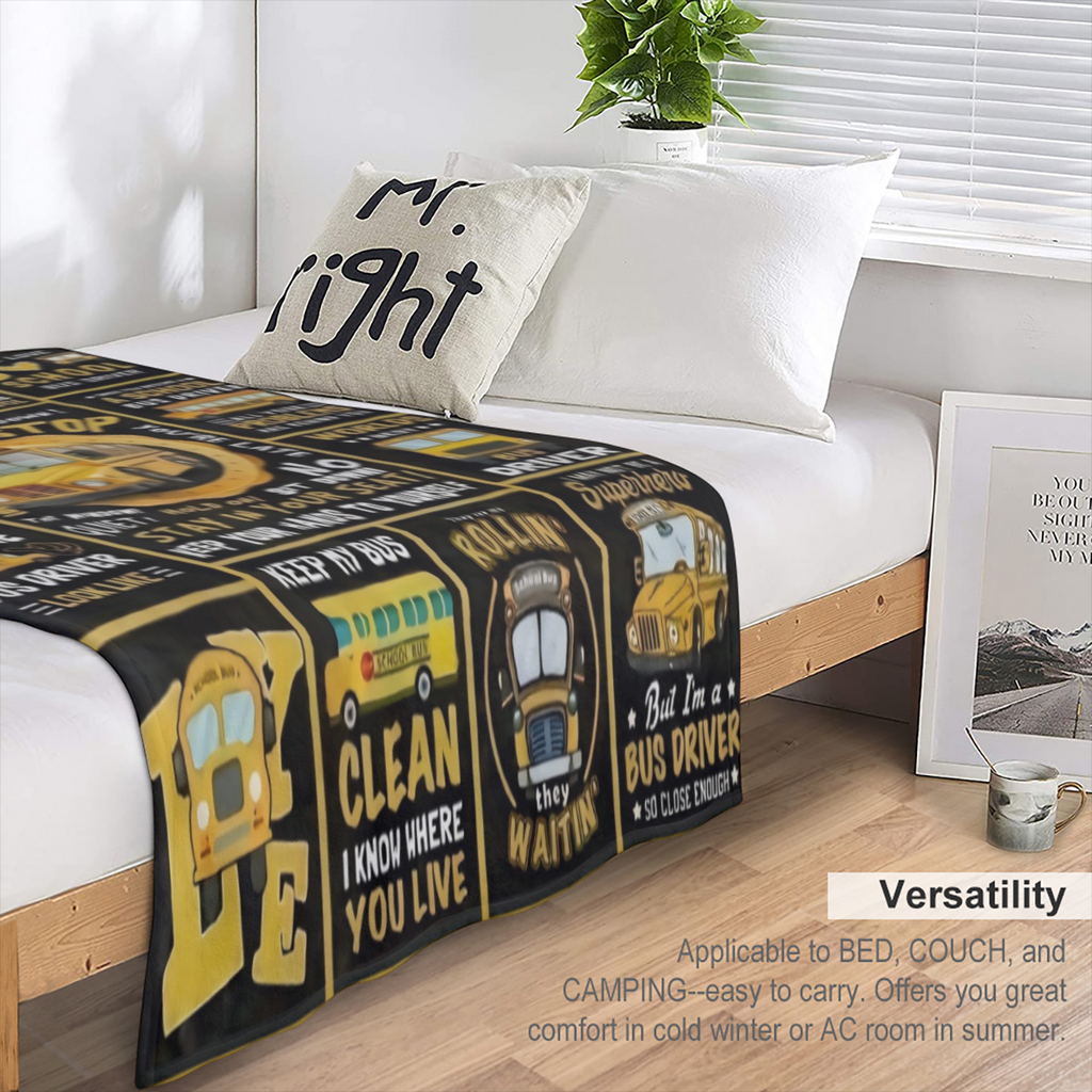 1pc Bus Driver Gifts Flannel Blanket, Bus Driver Appreciation Gifts, School Bus Driver Gifts For Men Women, Birthday Gifts For Bus Driver, Thank You For School Bus Driver Back To School Gifts Throw Bl