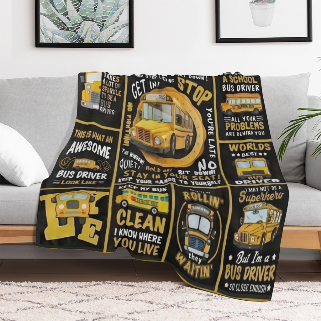 1pc Bus Driver Gifts Flannel Blanket, Bus Driver Appreciation Gifts, School Bus Driver Gifts For Men Women, Birthday Gifts For Bus Driver, Thank You For School Bus Driver Back To School Gifts Throw Bl