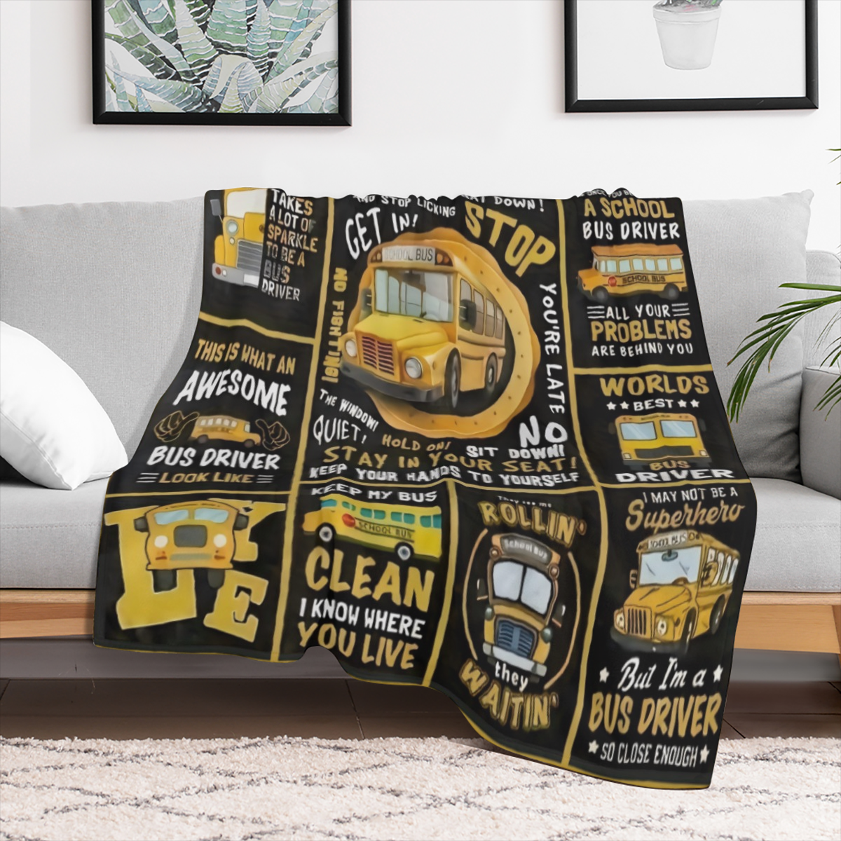 1pc Bus Driver Gifts Flannel Blanket, Bus Driver Appreciation Gifts, School Bus Driver Gifts For Men Women, Birthday Gifts For Bus Driver, Thank You For School Bus Driver Back To School Gifts Throw Bl