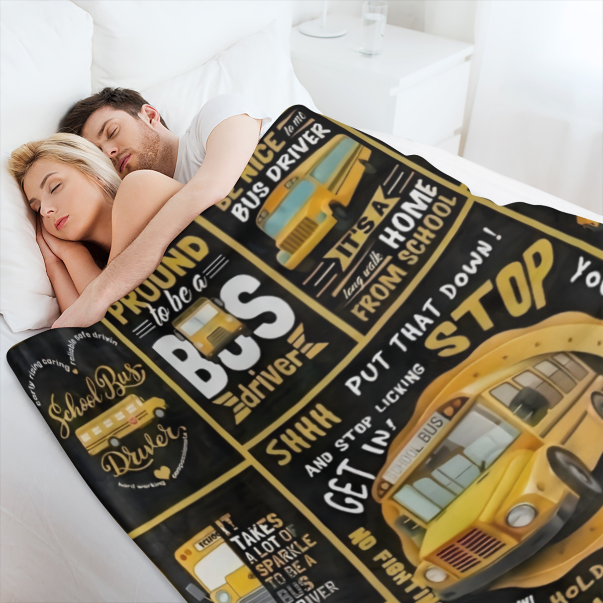 1pc Bus Driver Gifts Flannel Blanket, Bus Driver Appreciation Gifts, School Bus Driver Gifts For Men Women, Birthday Gifts For Bus Driver, Thank You For School Bus Driver Back To School Gifts Throw Bl