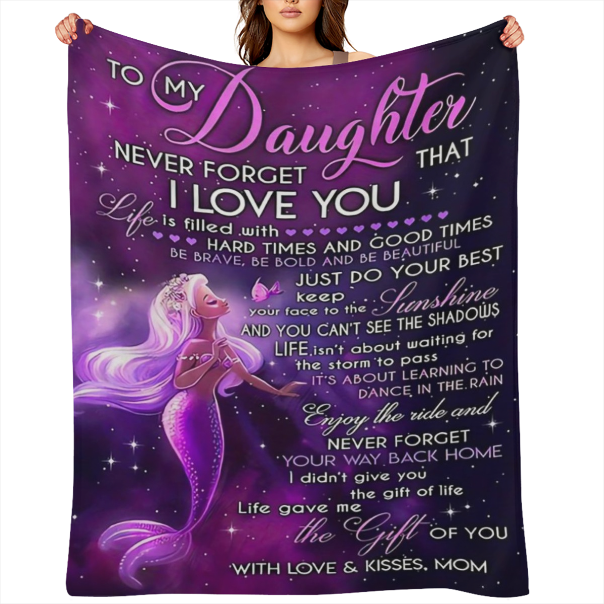 A cozy mermaid flannel blanket for a mom for her daughter - soft and warm, suitable for sofa or bed use