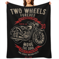 1pc Vintage Motorcycle Flannel Throw Blanket - Glam Style, Red, Polyester, Non- Woven, All- Season, Anime- Inspired with Inspiring Quote, Multi- Use for Nap & Throw, Ideal Birthday Gift